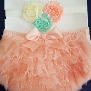 SOLD Baby photoshoot outfit diaper cover-headband